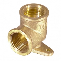 Уголок латунный c креплением TIM 1/2&quot; х 1/2&quot;, резьба внутр./внутр.,DZLF022