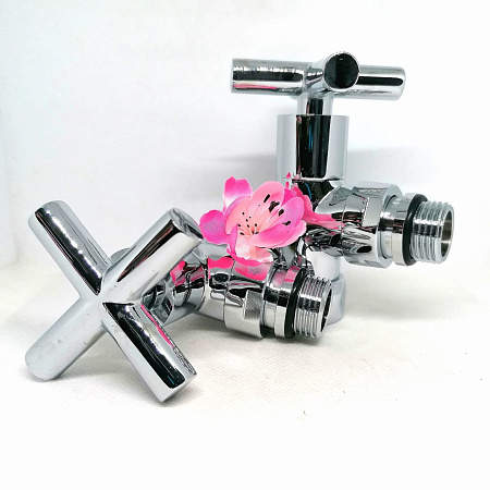 Хромированный кран для полотенцесушителя TIM 3/4&quot; x 1/2&quot; (пара), резьба наруж./внутр.,KV10-LFM032