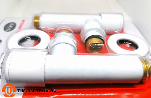 Вентиль угловой для полотенцесушителя,( круглый )(хром) 1/2&quot;ш* 1/2&quot;ш.белый KV01-LMM022W