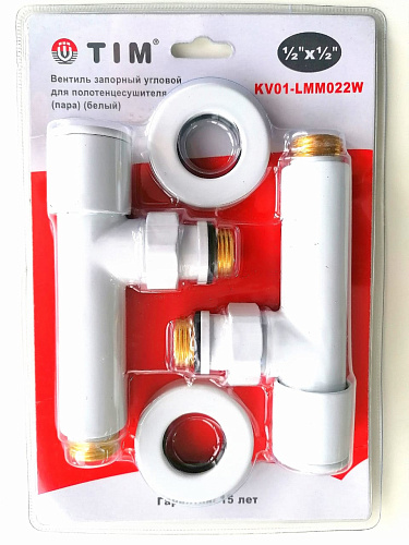 Вентиль угловой для полотенцесушителя,( круглый )(хром) 1/2&quot;ш* 1/2&quot;ш.белый KV01-LMM022W