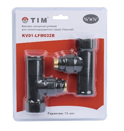 Вентиль угловой для полотенцесушителя,  (крестовиный)(хром) 3/4&quot;г* 1/2&quot;ш,черный KV01-LFM032B