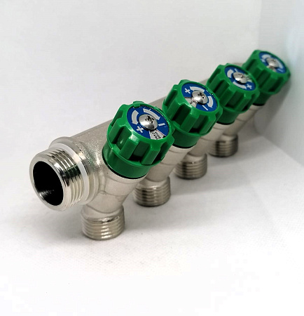 Коллектор распределительный вентильный 3/4&quot;, 4 отвода, TIM арт. MR135N-3/4-4